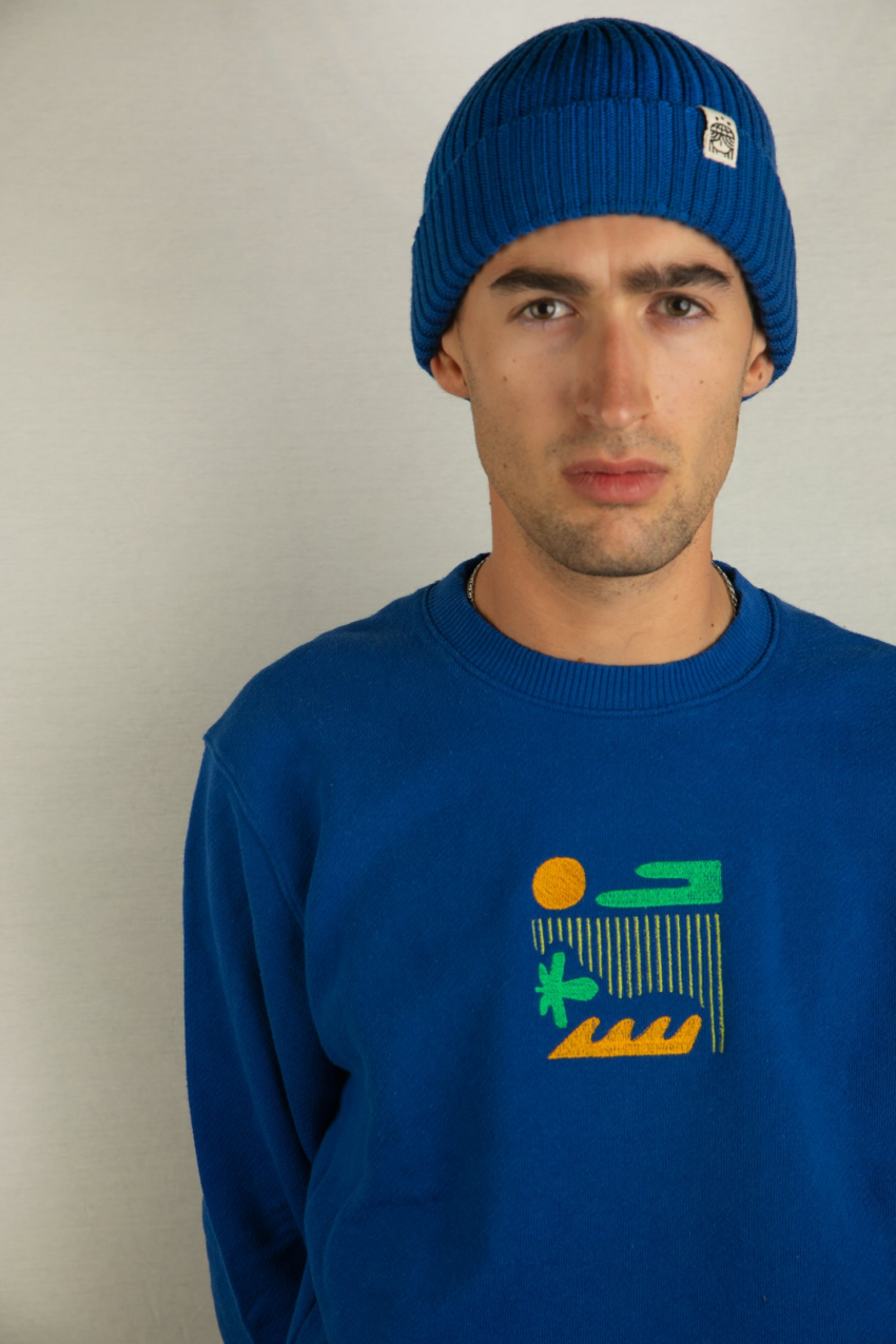 Hanfpullover Geo blau B Ware